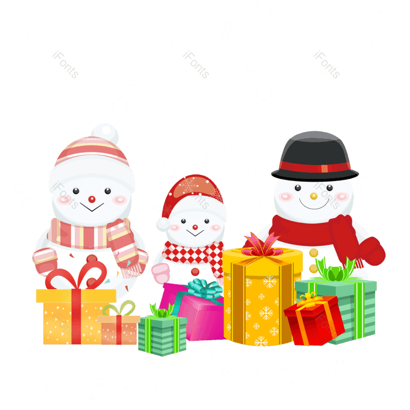 礼物盒图片,雪人元素,圣诞节PNG,免抠素材